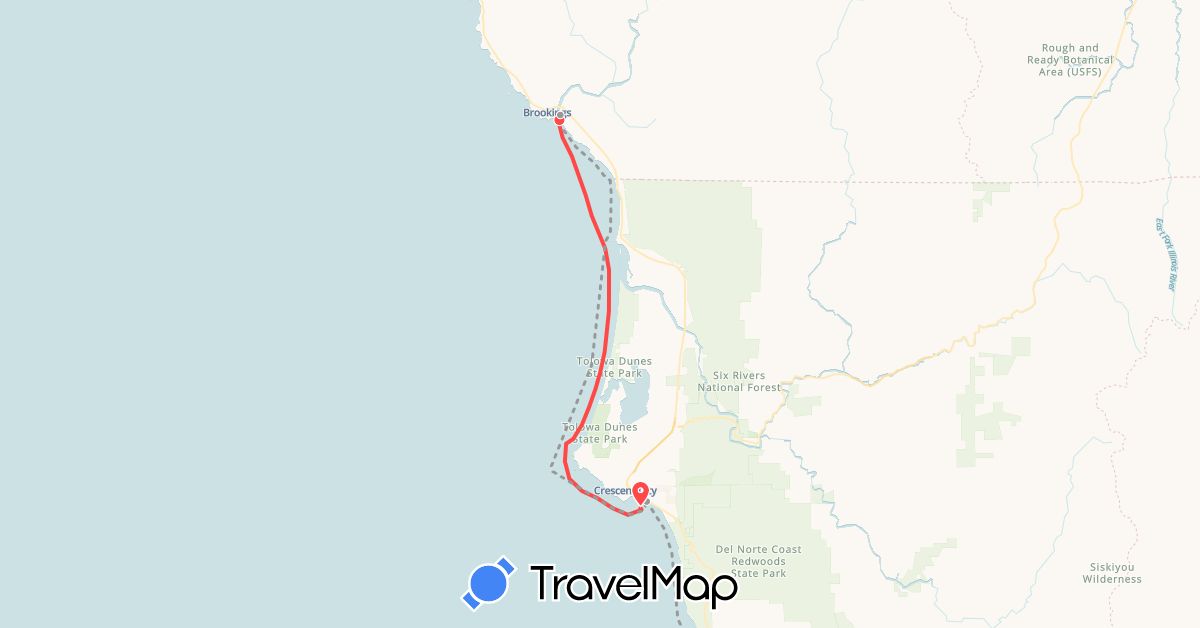 TravelMap itinerary: surfski, planned in United States (North America)