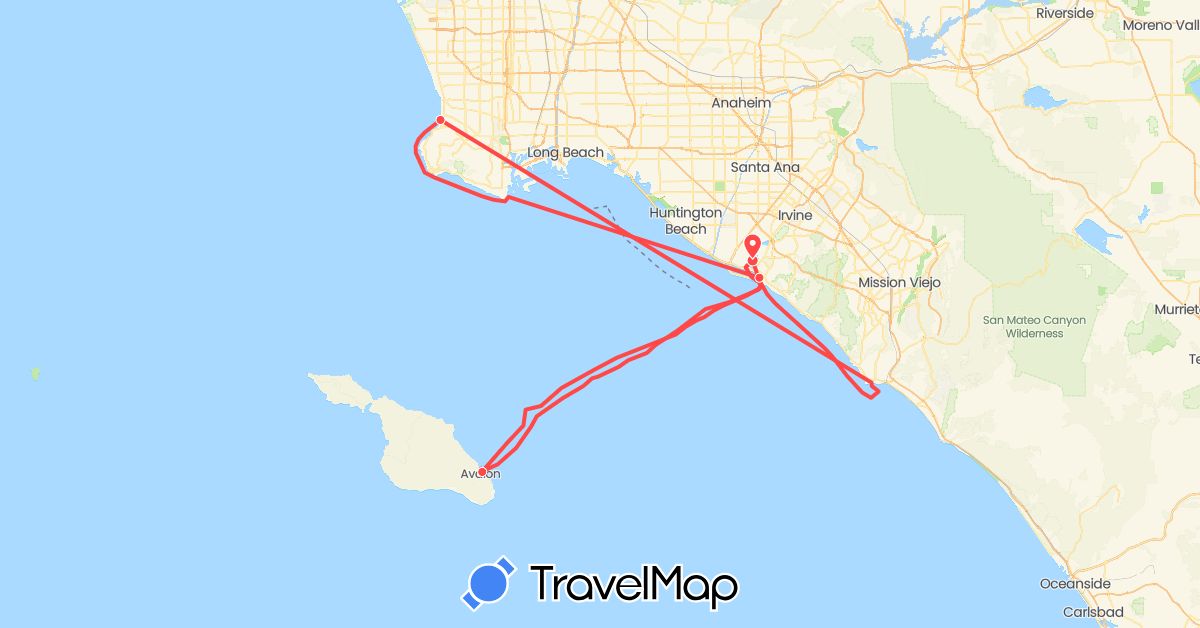 TravelMap itinerary: surfski